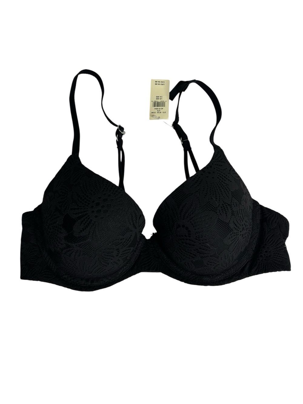 New Aerie Lace-Overlay Padded Demi Bra 36B  - Black